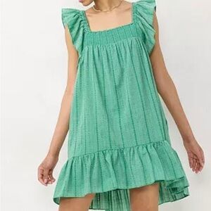 LC Lauren Conrad dress Smocked Ruffle Sleeve Midi Dress pastel